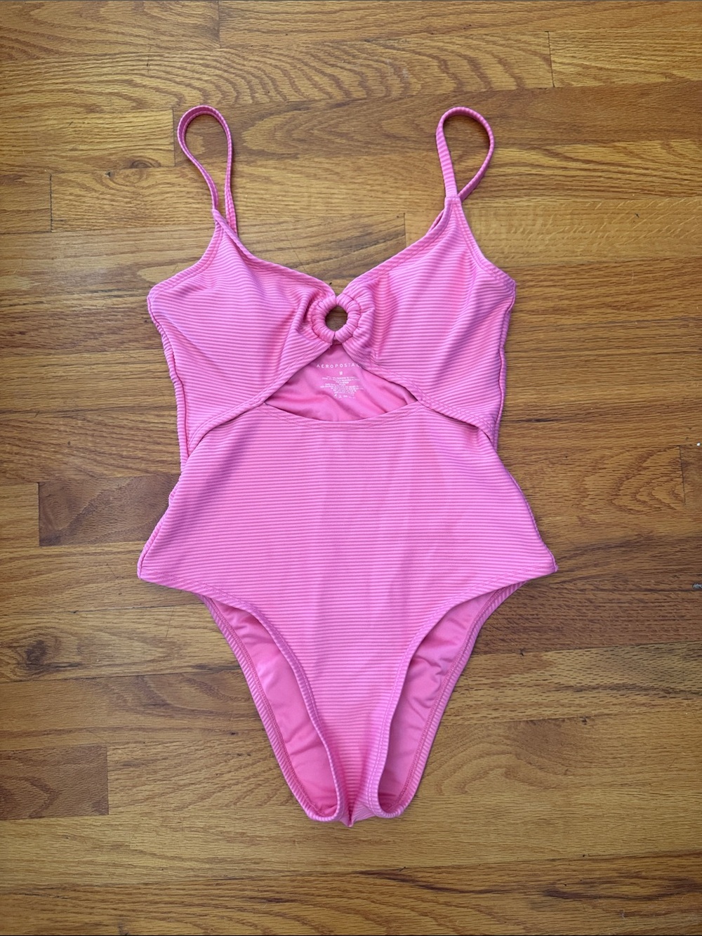Women’s Pink Aeropostale One-Piece Swimsuit with Front Ring Detail